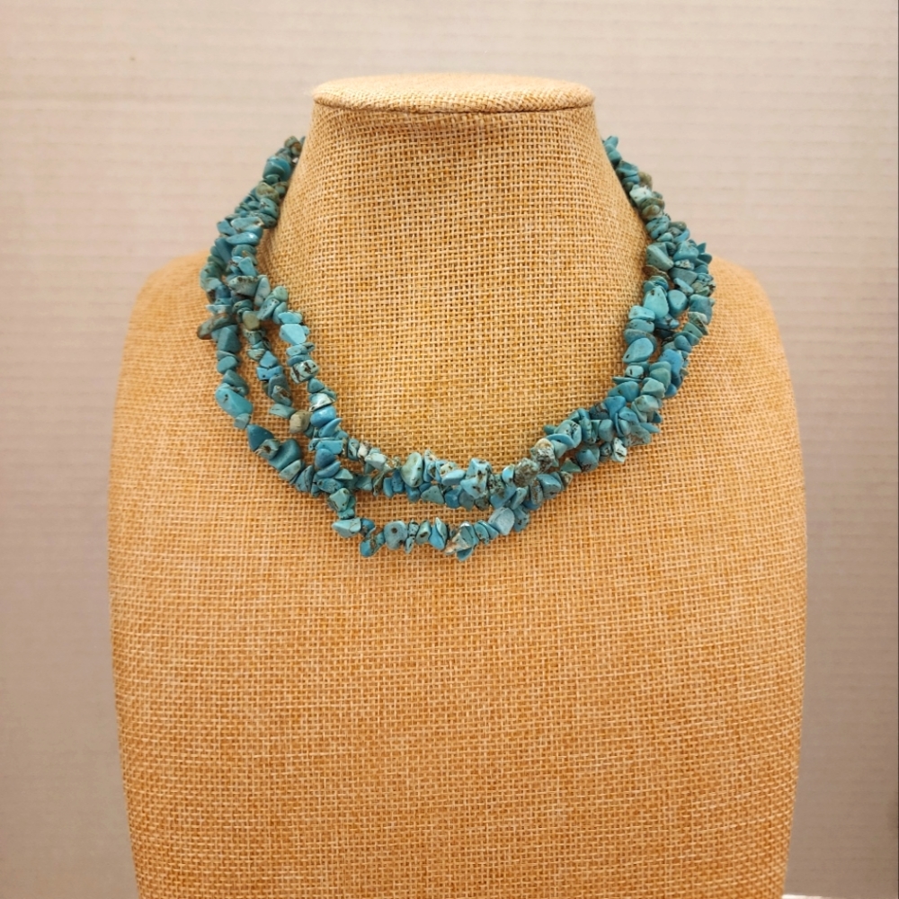 Genuine Tumbled Turquoise Multi-Layer Necklace
